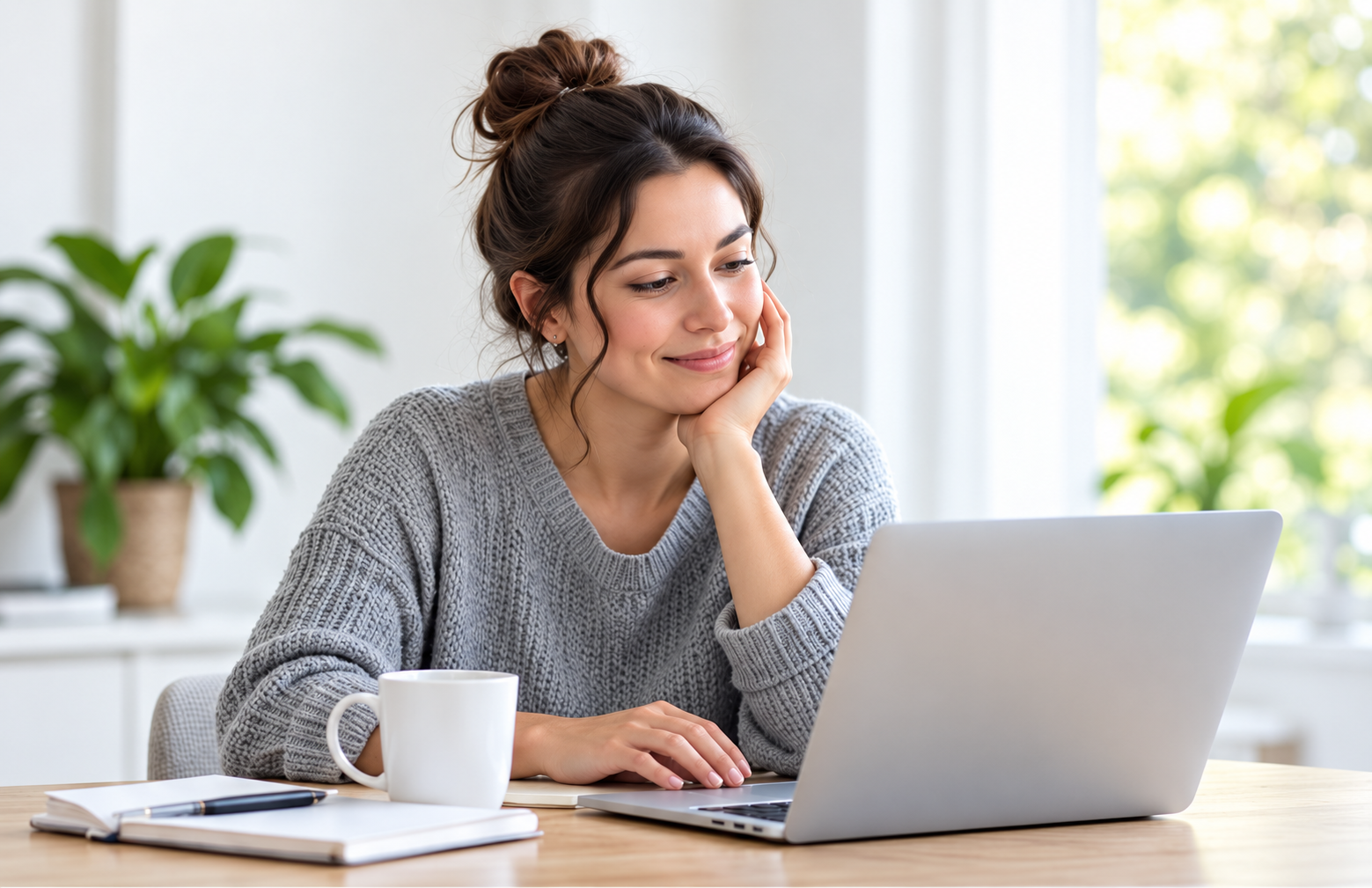 Woman completing her estate plan online